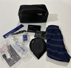 TUMI for Delta Toiletry Pouch Travel Case Black Nylon Face Mask Socks & More
