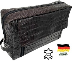 XXXL Croc Brown Leather Toiletry Bag Richard Jäger Germany