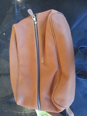 Mark & Graham Golf shoe leather travel bag tobacco mono BSW photo shoot sample