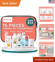 Lightweight & TSA-Approved 15-Piece Women&rsquo;s Hygiene Kit with Clear Toiletry Bag