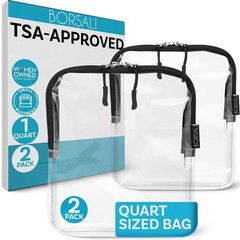 TSA Approved Toiletry Clear Quart Size Bag, 2 Pack | 3-1-1 Liquids for Carry …