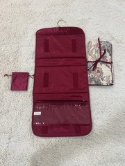 Vintage Freedom Tapestry Jewelry Bag Organizer Travel Cosmetic Pouch Burgundy
