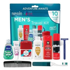 Travel Kit for Men 10 Piece Toiletry Bag Shampoo Body Wash Lotion Razor