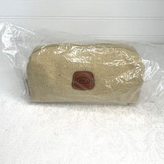BRIC&rsquo;S Canvas Zipper Case Travel Bag Toiletry Pouch Light Brown Tan Khaki