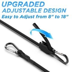 SDTC Tech 12 Inch Adjustable Bungee Cords with Carabiner 12inch-4pack, Black