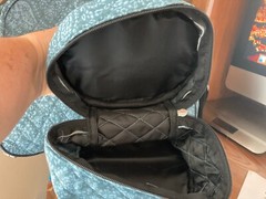 NEW 3 Piece Overnight Bag Set Quilted Blue Print 14&Prime;x10&Prime; & Toiletries & Make-up