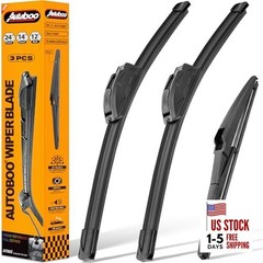 24&Prime;+14&Prime; Windshield Wipers with 12&Prime; Rear Wiper Blades Replacement for Fiat 500