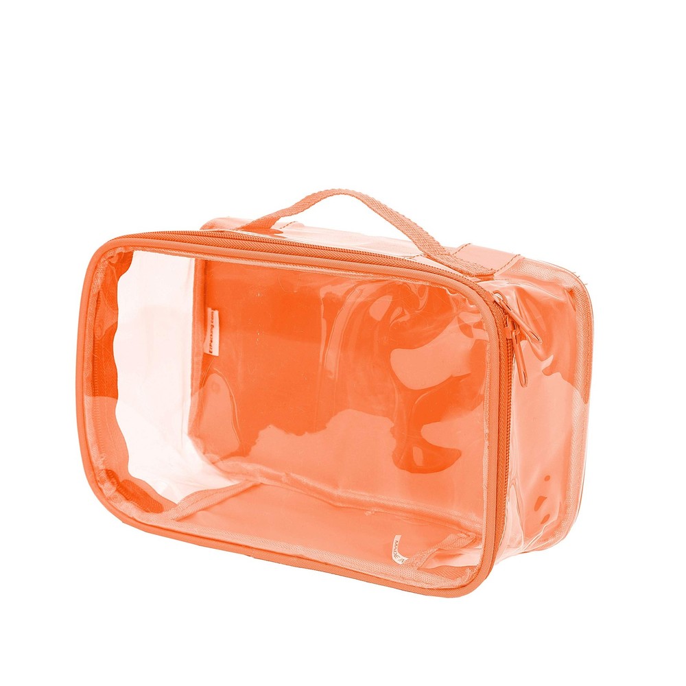 Small Orange Clear PVC Travel Packing Cube Organizer Bag w/Handle