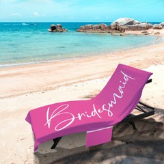 Pink & White Bridesmaid Design – Full Length Sun Lounger Towel with Pocket