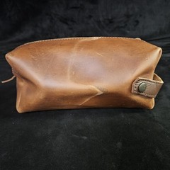Rustico Wagoneer Brown Leather Toiletry Bag Dopp Kit Travel Zip Case Unisex