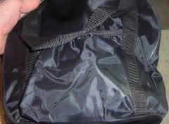 9&Prime; tall x 10&Prime; diam rOund BLACK Tote bag Polyester w/ handles & clamshell zippers