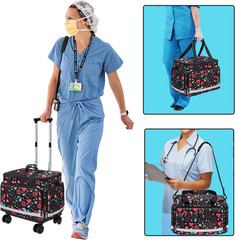 Medical Bag Rolling Roller Bag Trolley Duffel Nurses EMT CNA RN Empty for Fir…