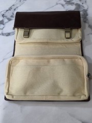 VTG Red Envelope Leather Bag Chestnut Brown Travel Organizer Pouch Zip Bag