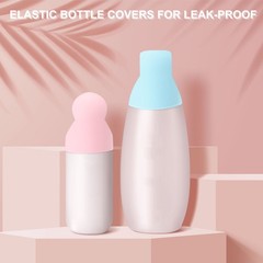 4Pcs Travel Bottle Covers Silicone Toiletry Sleeves Blue Medium 1.08&Prime; Dia