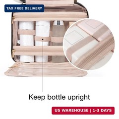 BAGSMART Hanging Toiletry Bag Travel Cosmetic Organizer Water Resistant Pink