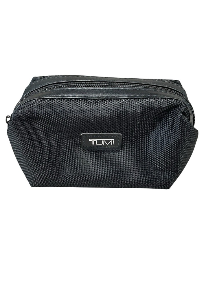 Tumi For Delta Black Travel Toiletry Cosmetic Bag Zipper Pouch LOGO BAG