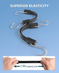 8 Inch Short Rubber Bungee Cords Heavy Duty Outdoor, Mini Small 8 », Black