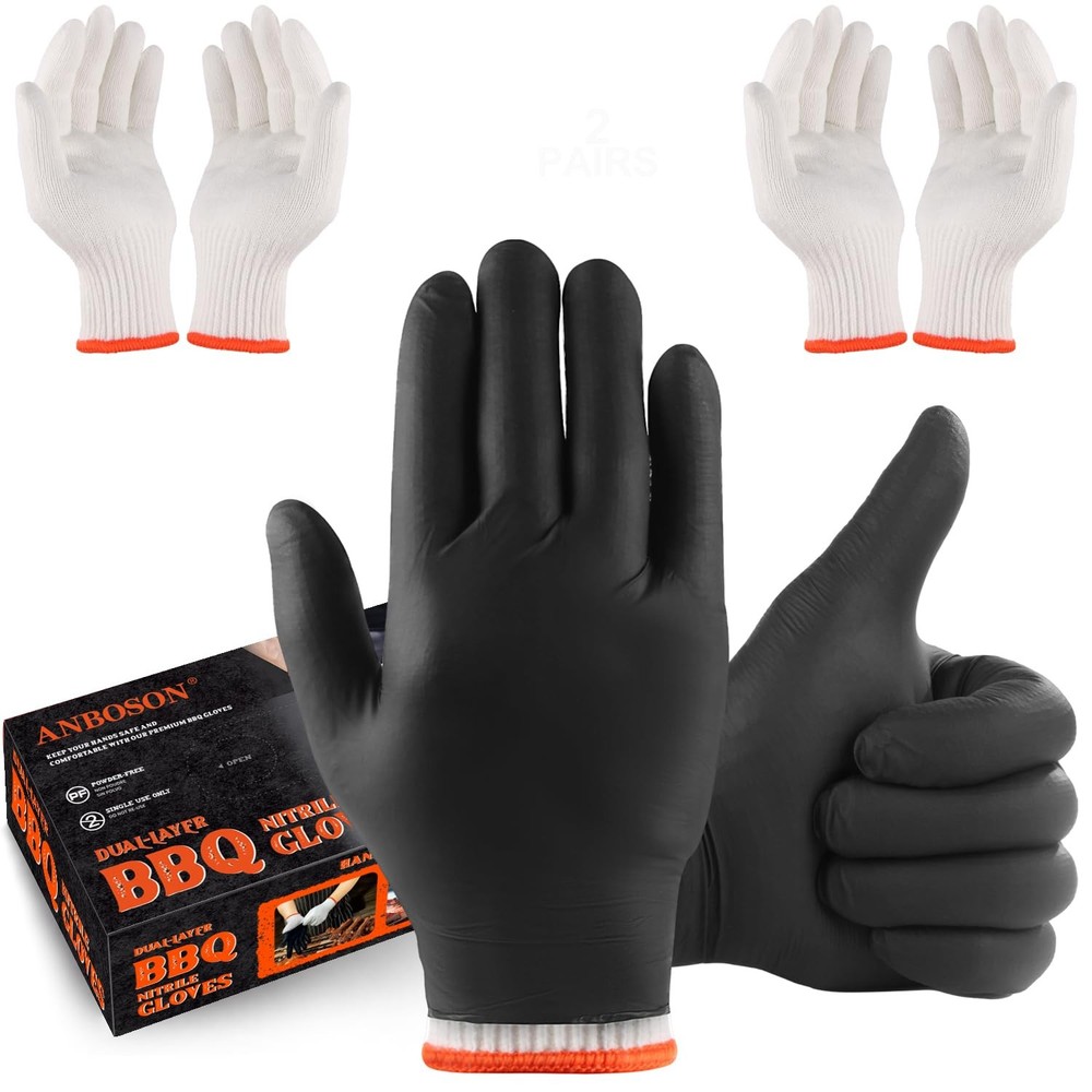 ANBOSON BBQ Gloves for Cooking Baking Grilling, 100 Count Large, Black