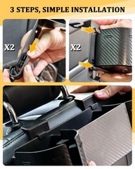 Car Headrest Backseat Cup Holder 3.7&Prime; with Organizer, High 2 Pack, GREY+BLACK