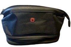 Swiss Gear Toiletry Bag Black Shaving Kit Travel Case 2 zip compartment