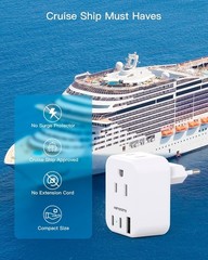 European Travel Plug Adapter HANYCONY 2 Outlets 3 USB C Ports