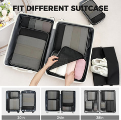 4 Set/6 Set/8 Set Compression Packing Cubes Travel Accessories Expandable Packin