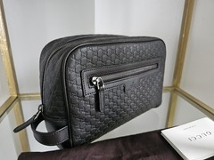 Gucci Blackbrown GG Embossed Leather Travel Toiletry Bag MPN 473878 520981