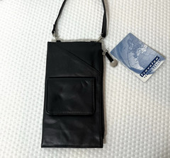 Travelon Black Leather Travel Wallet Passport Organizer Crossbody NWT Leather