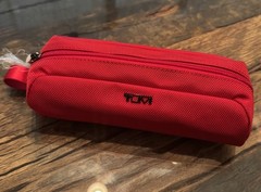 TUMI Red Travel Accessory Zipper Small Cord Pouch Bag