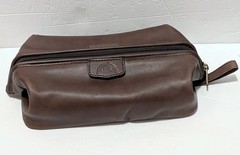 RARE GENUINE DOPP Kit SATIN Cowhide Leather Traditional Travel Toiletry Bag