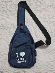 I Love Credit Union Should Travel Bag Blue