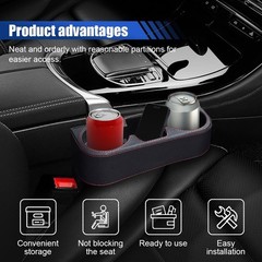 Car Cup Holder, Auto Front Seat Organizer, 10.98×8.27 inch, Black