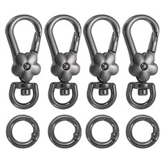 4pcs Swivel Lobster Hook with Ring, Matte Black, for Metal Flower