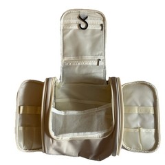 Travel Toiletry Wash Bag Shower Bath Dopp Kit Hanging Zip Ivory Dorm School