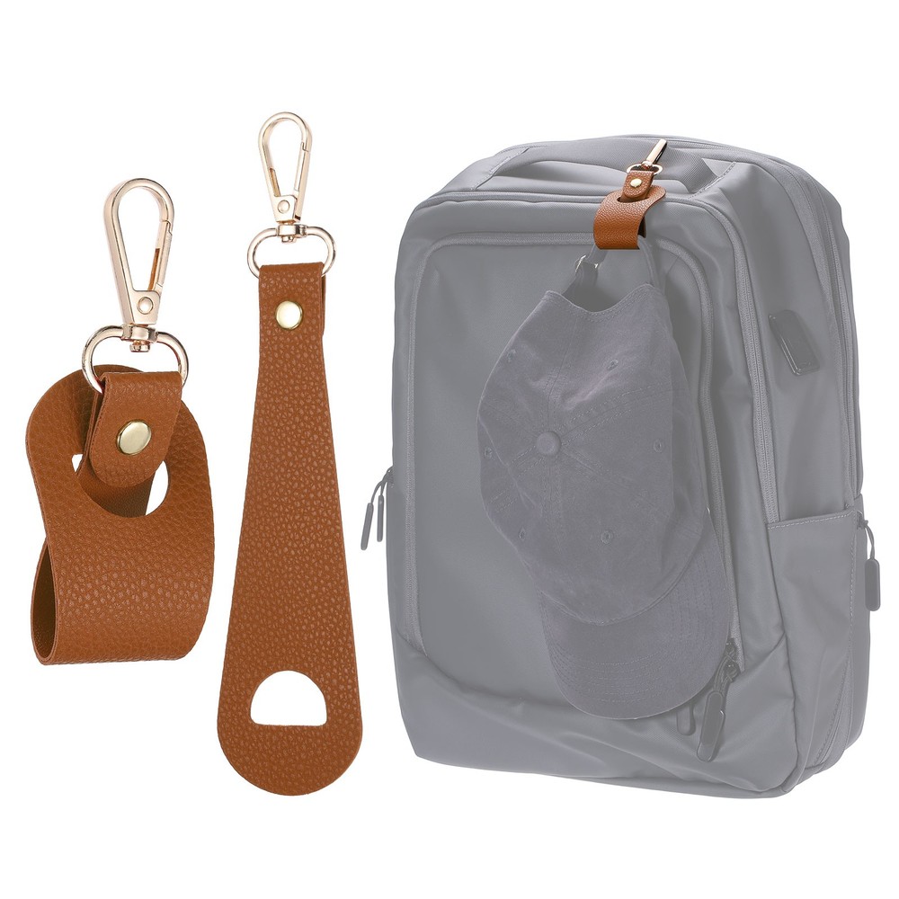 2Pcs Hat Clip for Travel, Hands-Free Clip-on Holder Strap for Bag, Brown