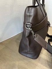 Mark & Graham Leather Briefcase Laptop Bag Chocolate mono READ DESCRIPTION