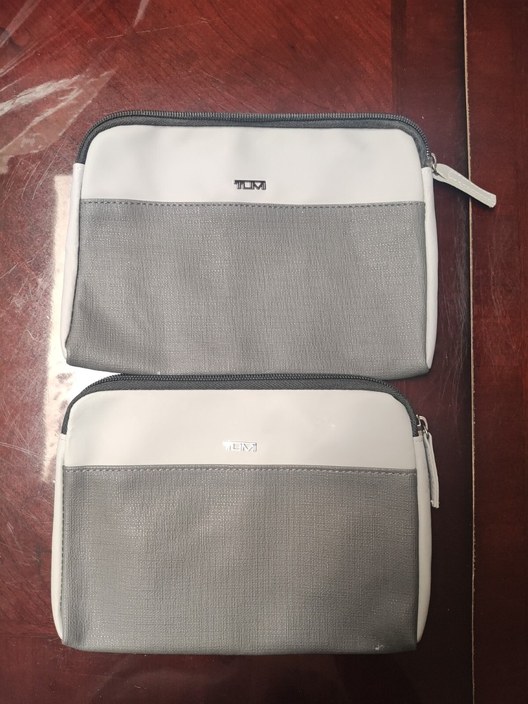 TWO TUMI for Delta Small , Gray Travel Storage Bags Zipper Pouch Toiletries