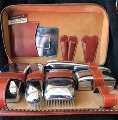 Mens Vintage Travel Accessories Kit Progressive Genuine Saddle Leather Rare