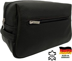 Richard Jäger Leather Black Mid Size Toiletry Bag For Men 3321-01KA Germany