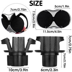 Reofrey 2-in-1 Multifunctional Car Cup Holder Expander Adapter, Black