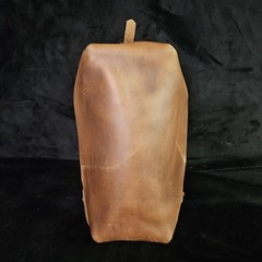 Rustico Wagoneer Brown Leather Toiletry Bag Dopp Kit Travel Zip Case Unisex