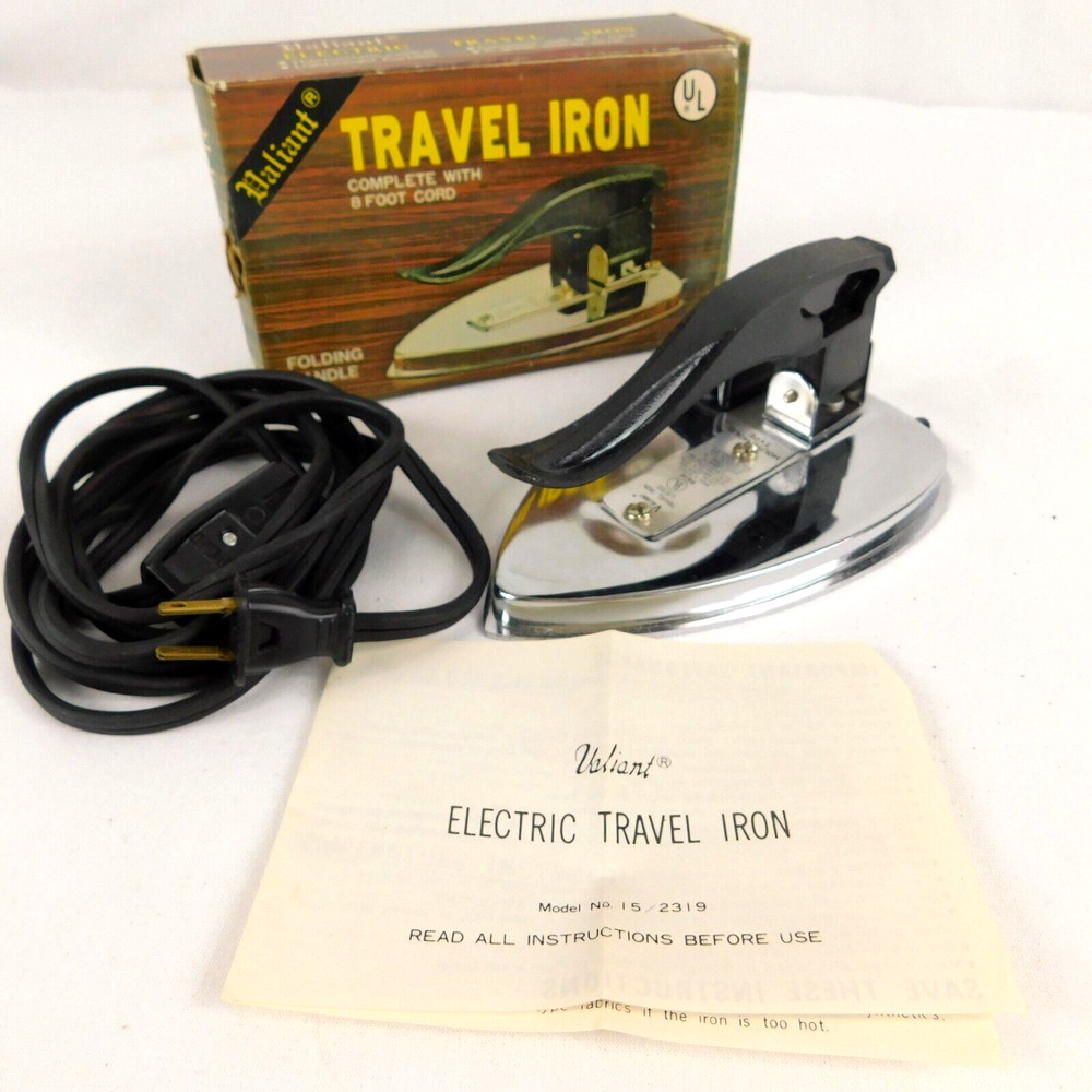 VTG Valiant Electric Travel Iron Folding Handle Lightweight No 15/2319