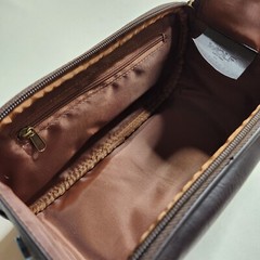 WOLF for Pottery Barn Brown Faux Leather Toiletry Case Bag