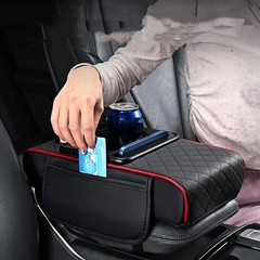 Auto Center Console Armrest Height Pad Armrest Cushion Cover With 2 Cup Holders