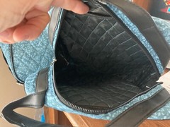 NEW 3 Piece Overnight Bag Set Quilted Blue Print 14&Prime;x10&Prime; & Toiletries & Make-up