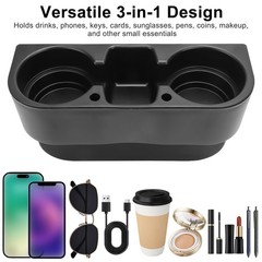 EEEKit Car Cup Holder, Seat Seam Wedge Cell Phone M, Black