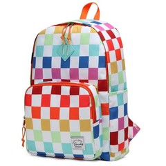 VASCHY School Travel Backpack Lightweight Black White Plaid Daypack