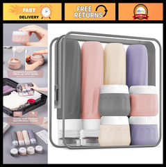 Travel Toiletry Bottles 8 Pack, TSA Approved 3oz Containers, Leak Proof Silicone