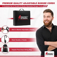 Rocket Straps – Ultimate Adjustable 20 Piece – 36&Prime; Double-J Hook, Black