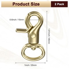 Brass Spring Hooks 2 Pieces, 4.6 cm with Ring 1.5 cm for Equipment